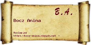 Bocz Anina névjegykártya